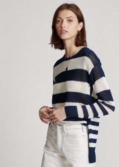 Women's Polo Ralph Lauren Striped Linen Sweater | 890513LVB